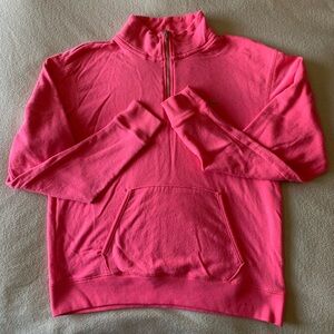 Victoria's Secret PINK Pink 1/4 Zip Logo Sweatshirt Women's S Pockets